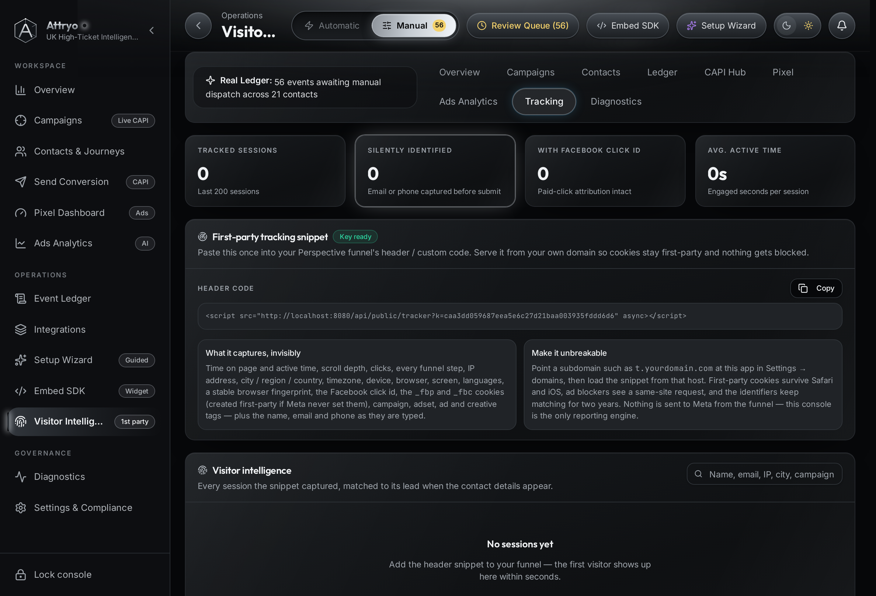 Attryo visitor intelligence session list